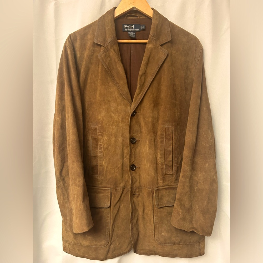 Vintage Ralph Lauren Polo Roughout Suede Leather Blazer Jacket - Mens medium